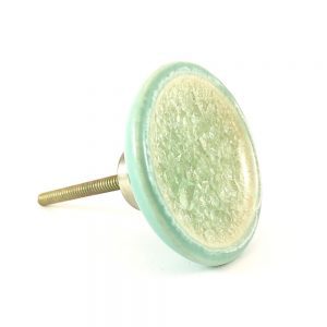 Round Ceramic and Crackled Glass Knob – Teal