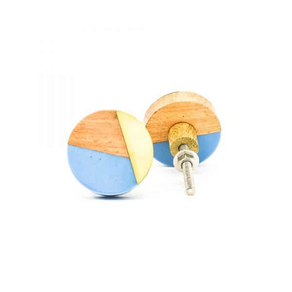 DSC 0462 Blue resin brass and wood trio knob