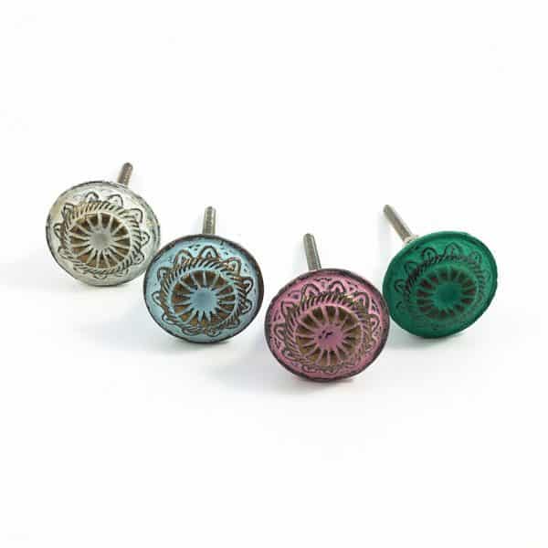 White pink Green blue rustic wheel knob group 3