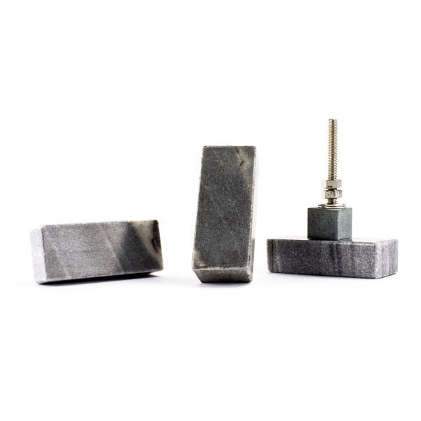 9358184001513 Grey Solid Rectangle Marble Knob 8