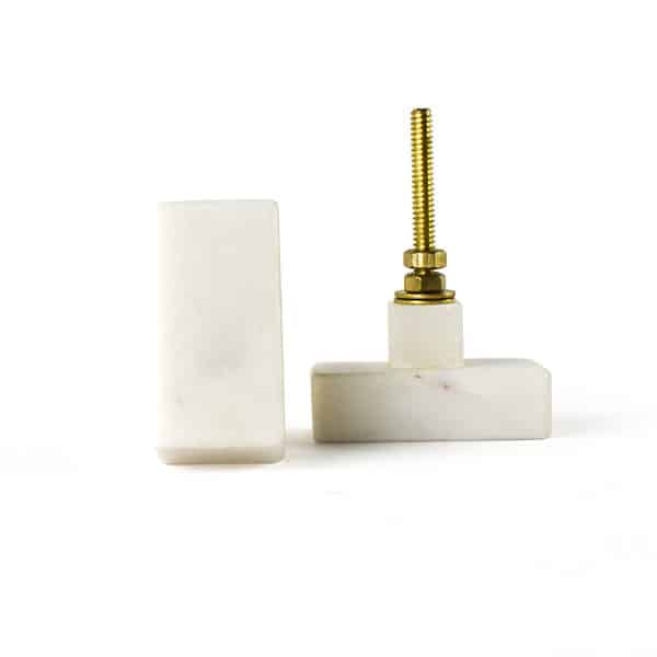 rectangle white marble knob 1