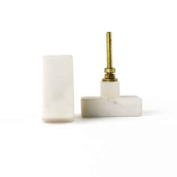 rectangle white marble knob 2