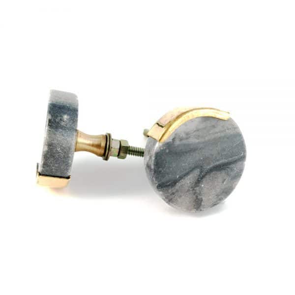 Circle grey round knob with gold edge 3