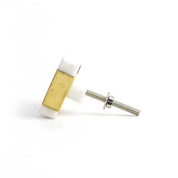 DSC 1575 White square marble with brass trim knob