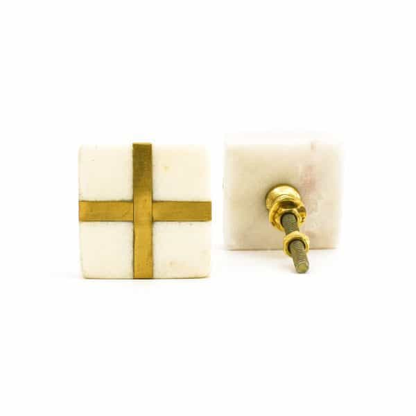 DSC 3297 White marble square with brass cross knob