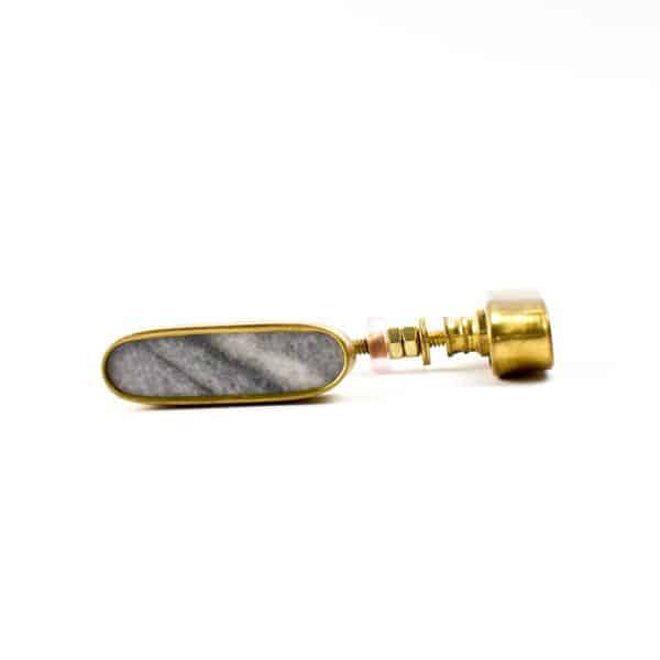 Grey Marble and Brass Oblong Pull 6 1